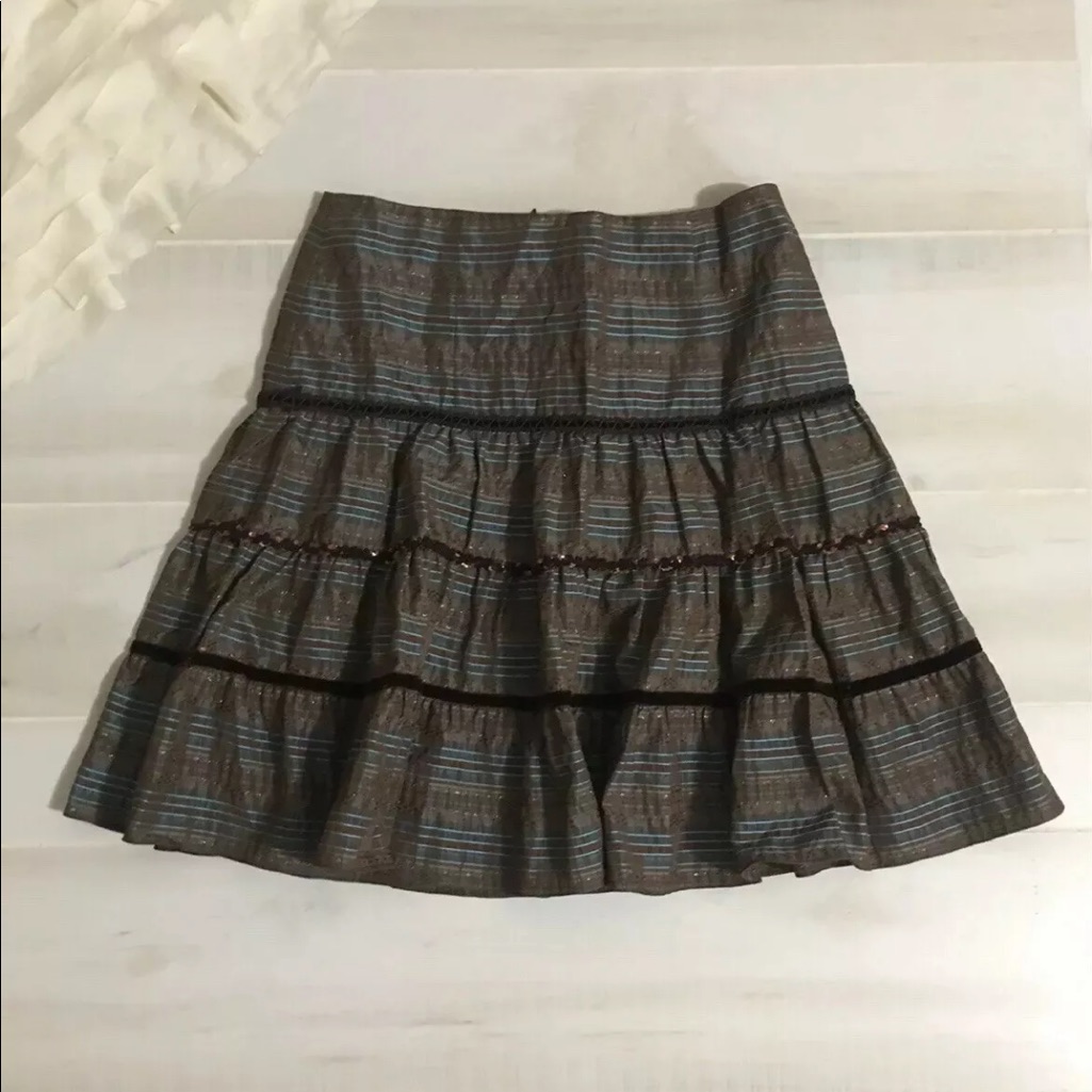 Vtg Nanette Lepore Tiered Prairie Boho Gypsy Skirt